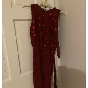 Anthropologie Party Dress in Brick Red